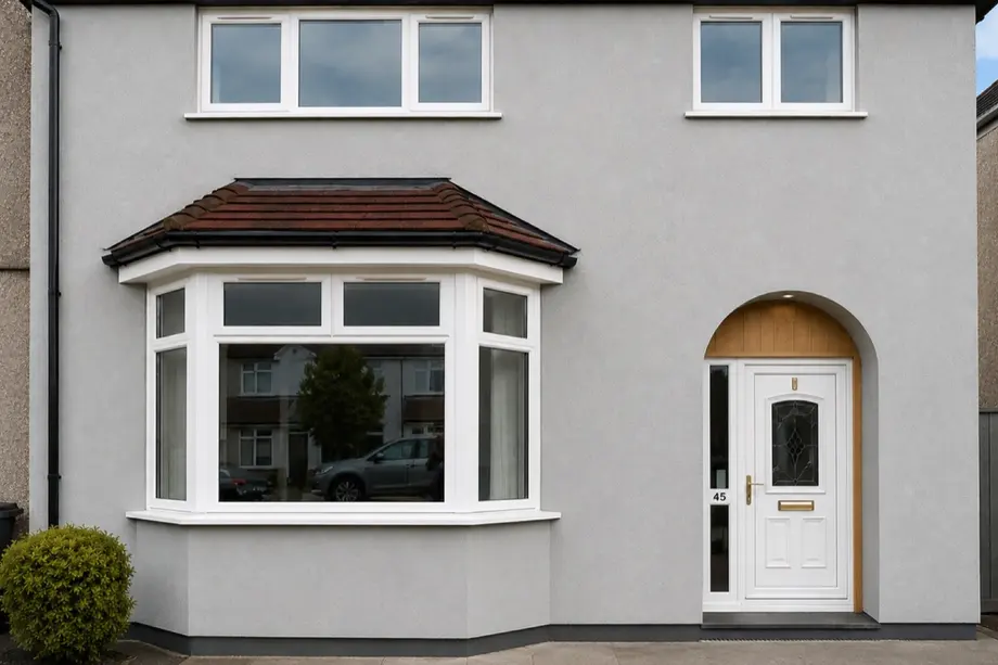 Monocouche render finish on a house exterior